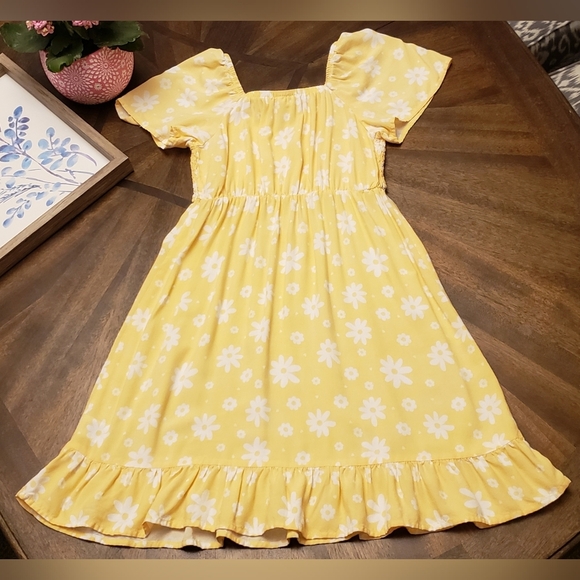 Wonder Nation Yellow Floral Kids Dress Size 7/8 Summer Dress - Picture 3 of 14